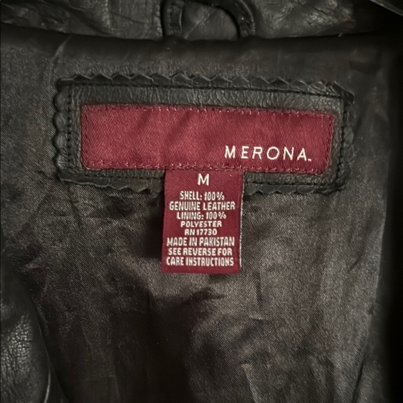 Merona Black Leather Coat with Classic Blazer Style EUC - Picture 2 of 3